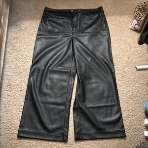 LOFT Black Faux Leather Trousers